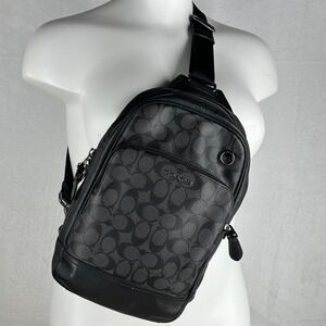Coach Charter Sling Bag Signature Canvas Black Crossbody Backpack C2932